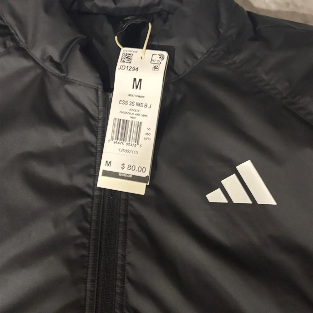 Adidas black Windbreaker with white Stripes